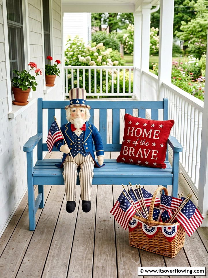 Uncle Sam porch sitter - 25 front porch ideas with patriotic decor