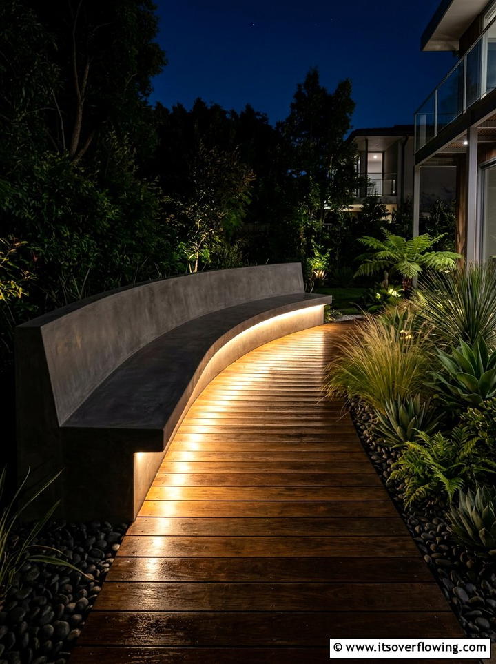Under Bench LED Strip - 25 garden ideas with lights