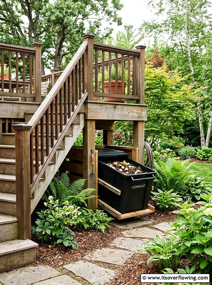 Under Deck Compost Storage - 25 backyard ideas with compost station