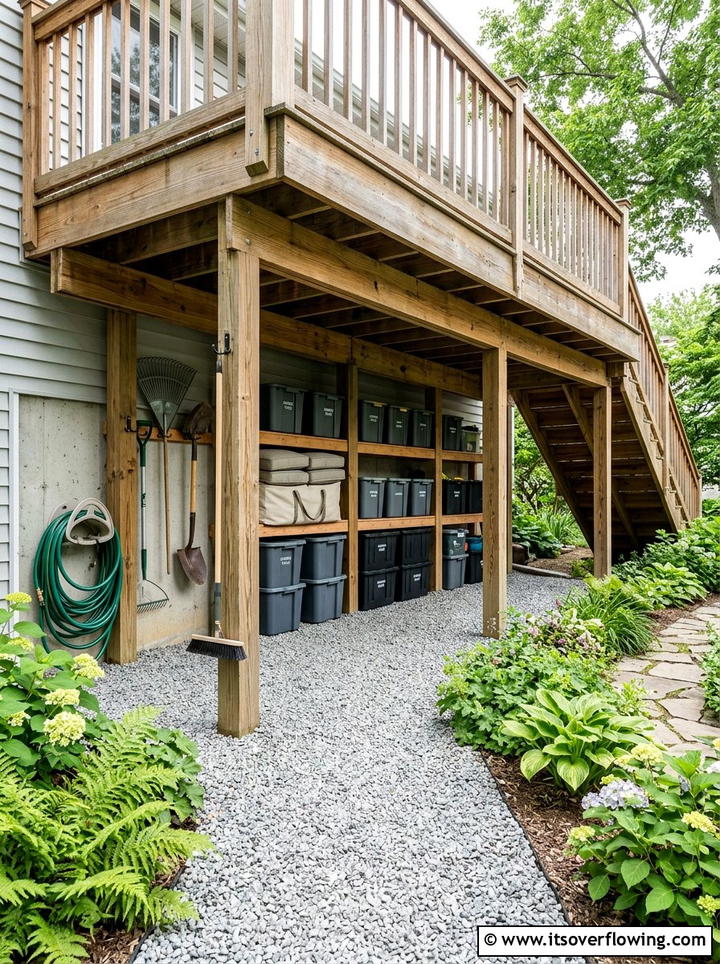 Under Deck Gravel Storage Space - 25 cheap garden ideas with gravel