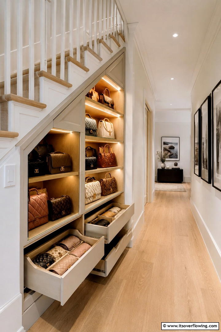 Under Stair Purse Organizer - 30 Practical Purse Storage Ideas to Organize Handbags