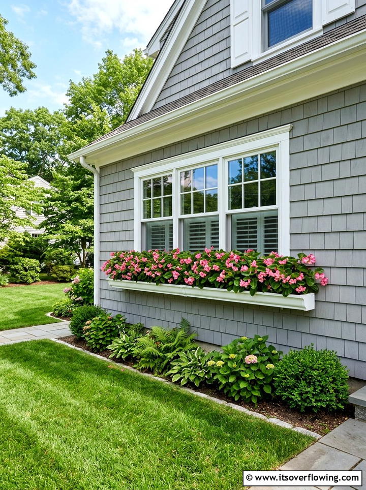 Under Window Flower Trough - 25 upcycled garden ideas with rain gutters