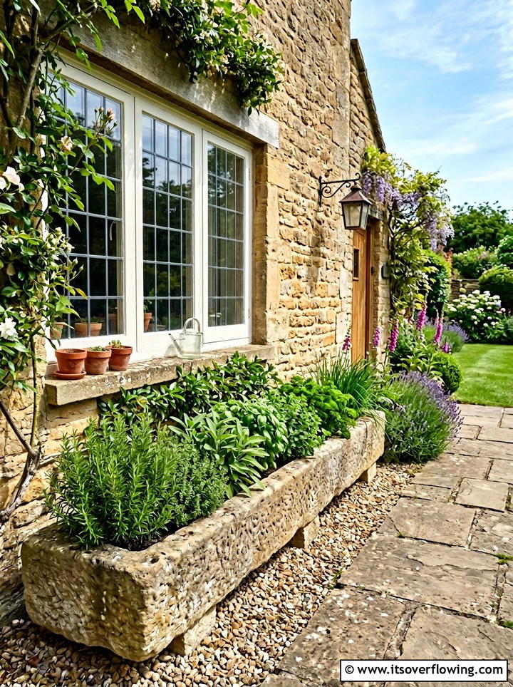 Under Window Herb Station - 25 backyard decorating ideas with herb stations