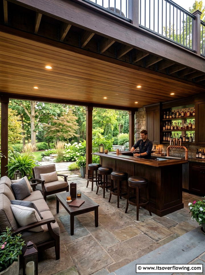 Under deck bar - 25 backyard ideas with bar area