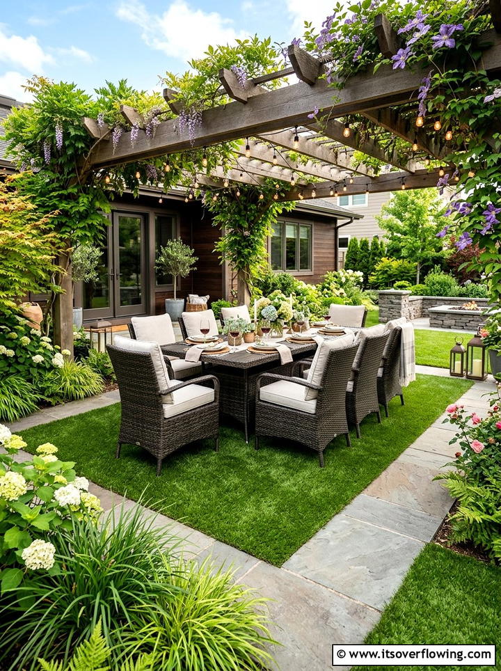 Under patio furniture turf - 25 backyard ideas with artificial turf