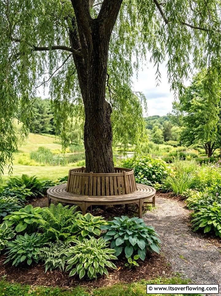 Under tree bench area - 25 backyard ideas with reading nook