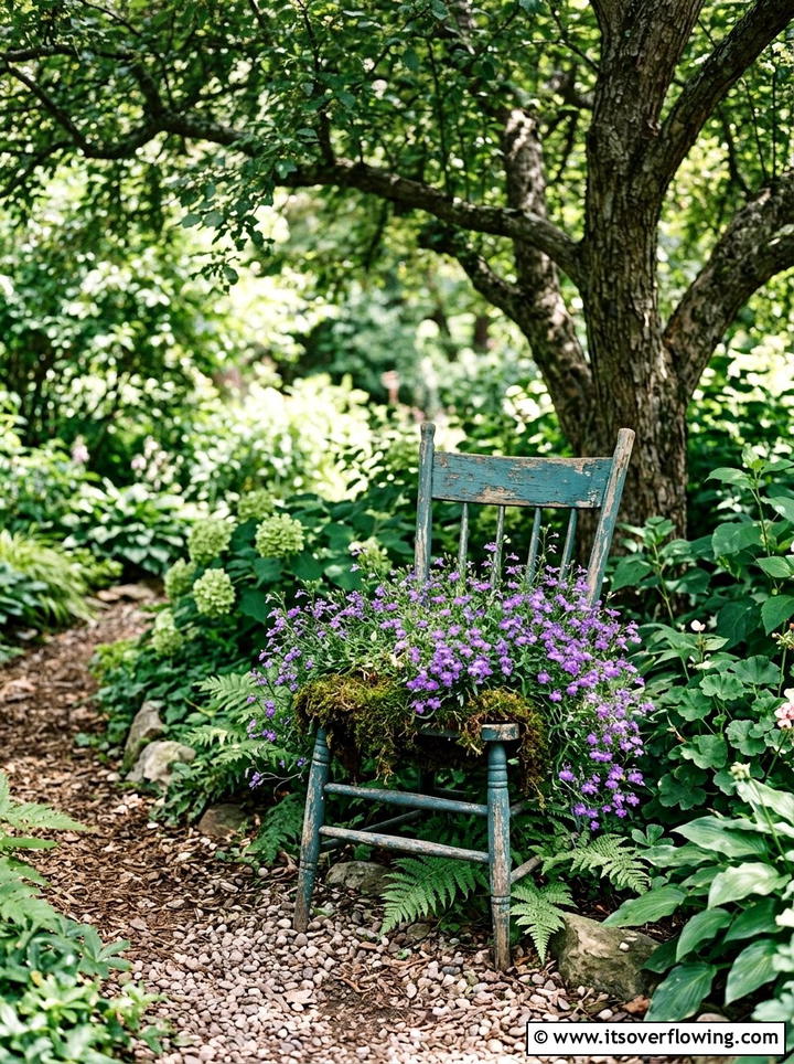 Upcycled Chair Planter - 25 backyard ideas with vintage planters