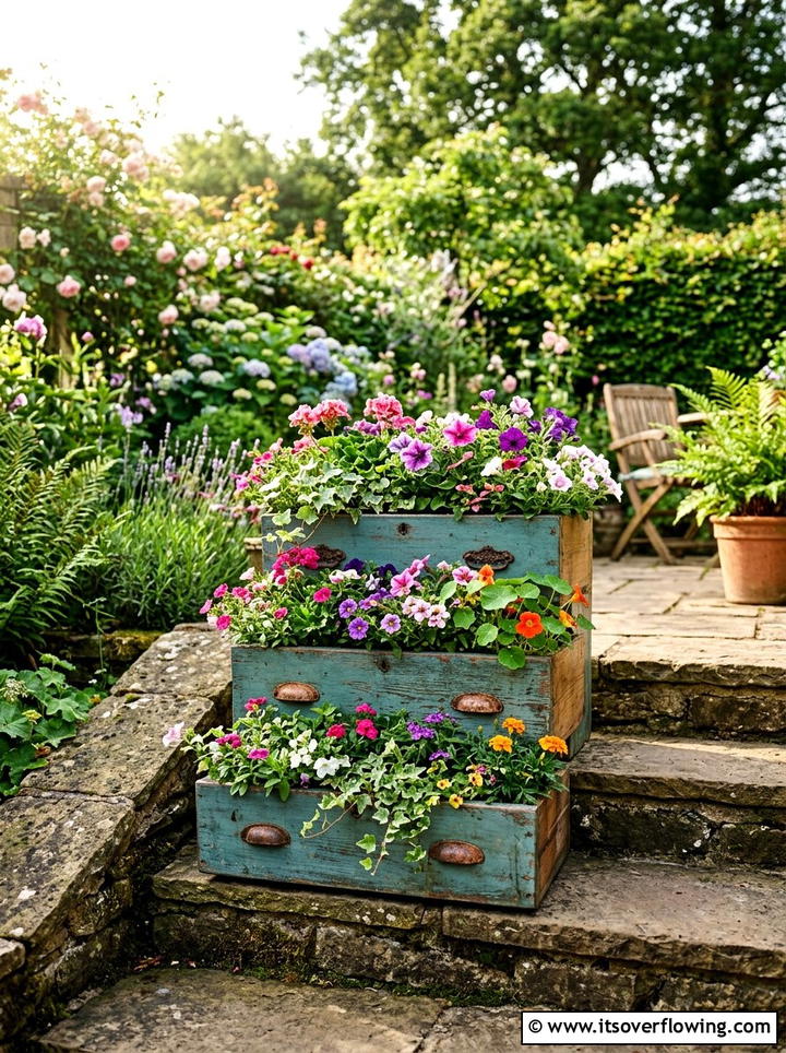 Upcycled Drawer Planter Box - 25 reusing old things ideas for patio