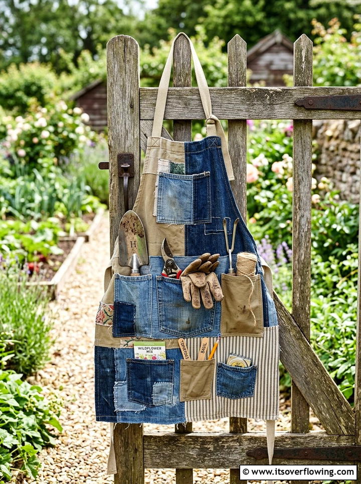 Upcycled Fabric Garden Apron - 25 upcycled garden ideas with fabric scraps