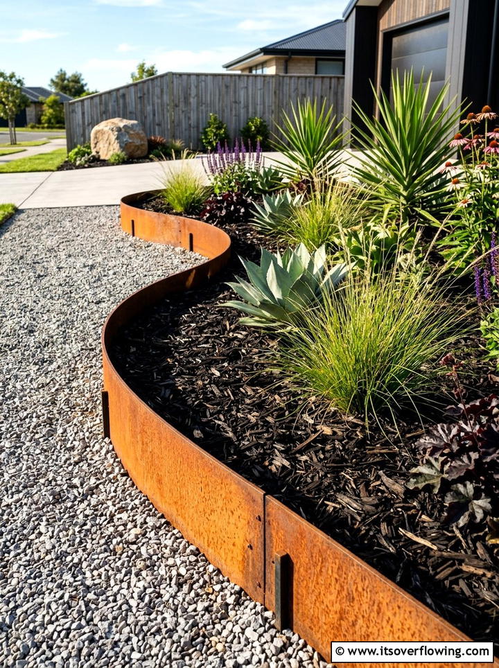 Upcycled Metal Edging - 25 garden ideas with sustainable materials