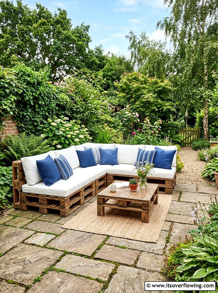 Upcycled Pallet Sectional Sofa - 25 reusing old things ideas for patio