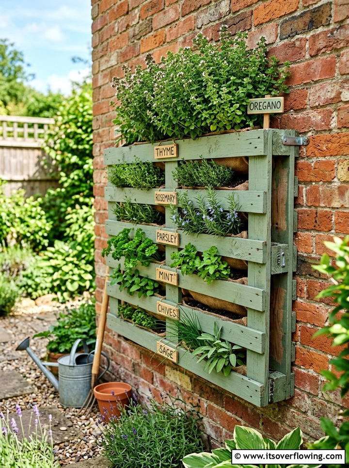 Upcycled pallet herb garden - 25 creative garden ideas with medicinal herbs