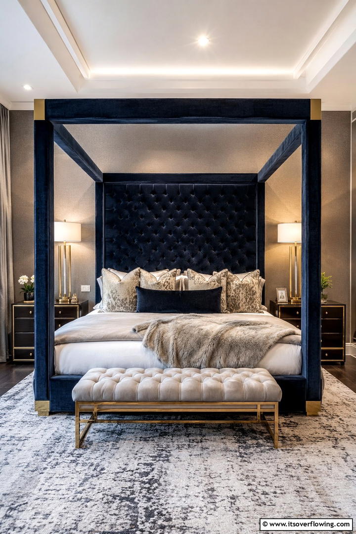 Upholstered Canopy Bed for Added Comfort - 25 Stunning Canopy Bed Ideas for a Dreamy Bedroom