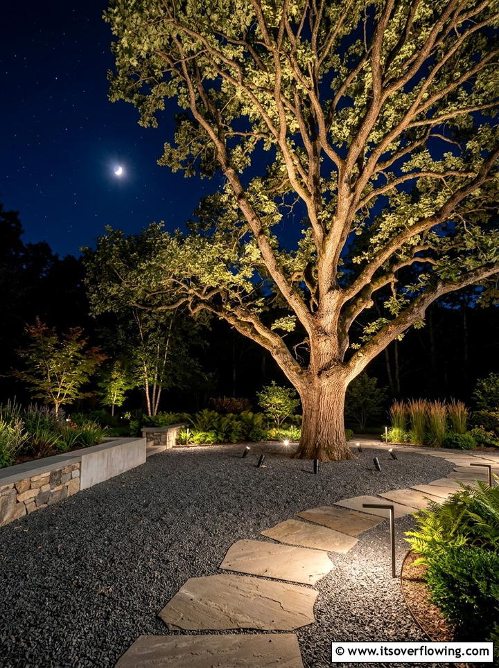 Uplighting for garden trees - 25 small garden ideas with lighting