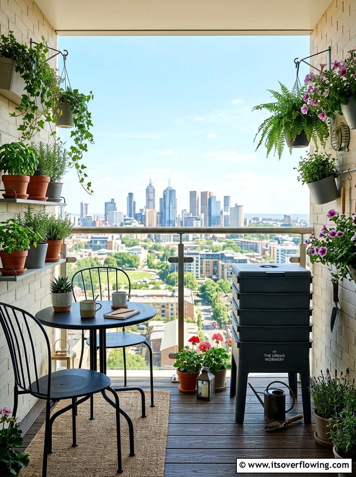 Urban Balcony Vertical Worm Farm - 25 creative garden ideas with composting stations