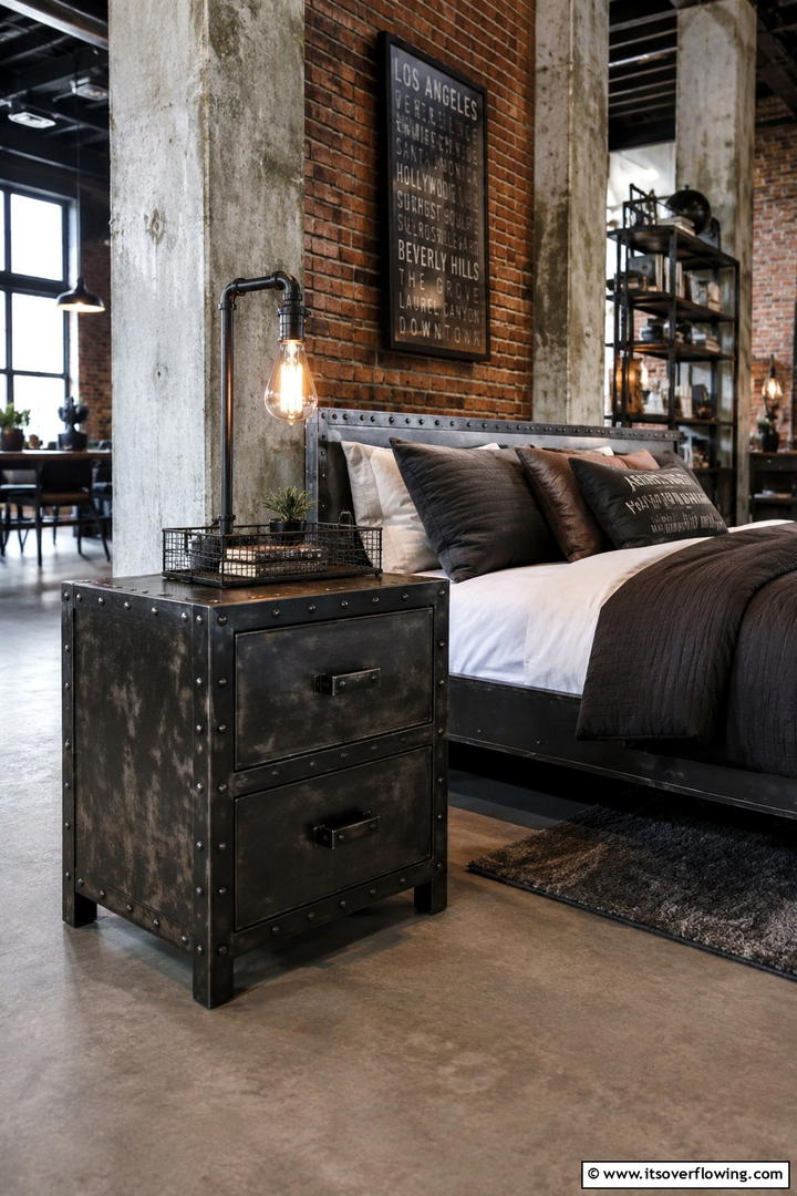 Urban Industrial Nightstand - 30 Nightstand Decor Ideas to Enhance Your Bedroom Style