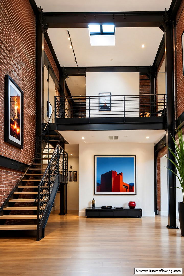 Urban Loft Style Landing - 30 Stair Landing Ideas to Maximize Functional Spaces