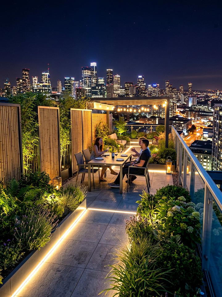 Urban Rooftop Garden - 25 backyard decorating ideas with centerpiece tables