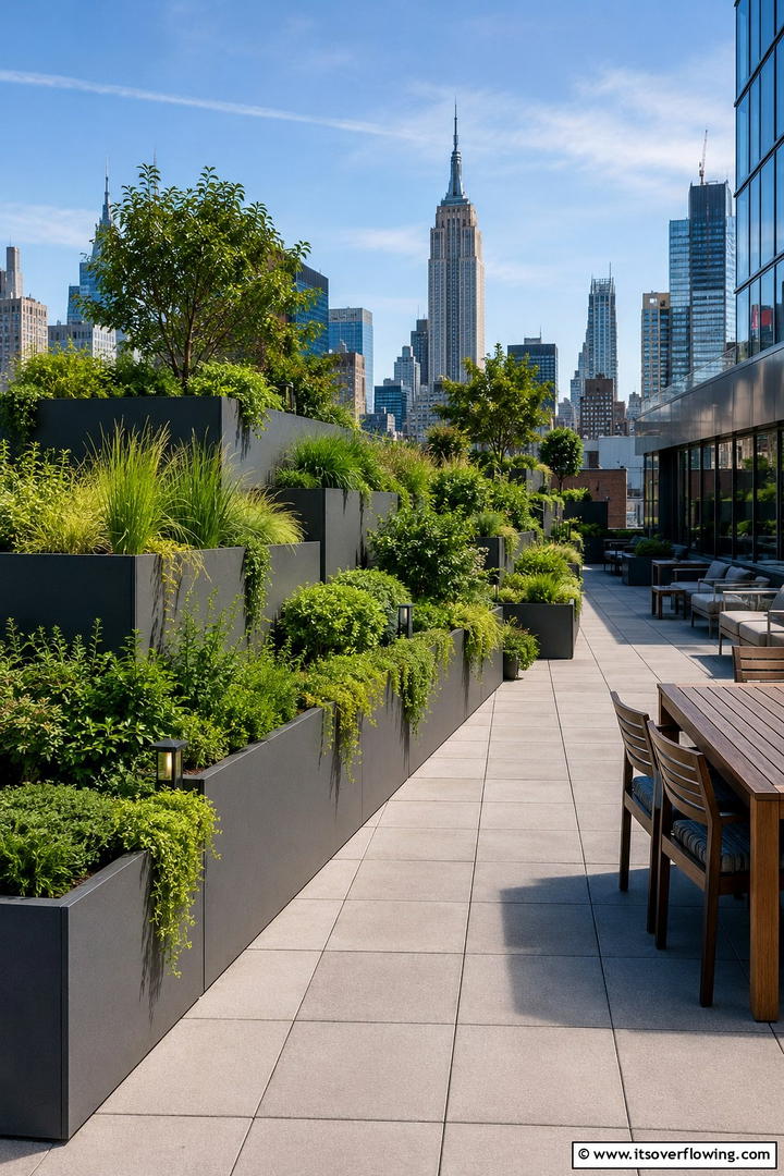 Urban Rooftop Tiered Oasis - 30 Tiered Garden Ideas for Sloped Yards and Visual Interest
