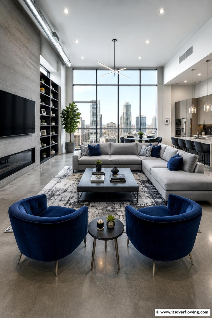 Urban Sophistication in Grey Hues - 30 Navy Blue and Grey Living Room Ideas for Sophisticated Style
