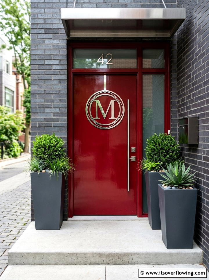 Urban Style Front Entry - 25 front porch decor ideas with monogram wreath