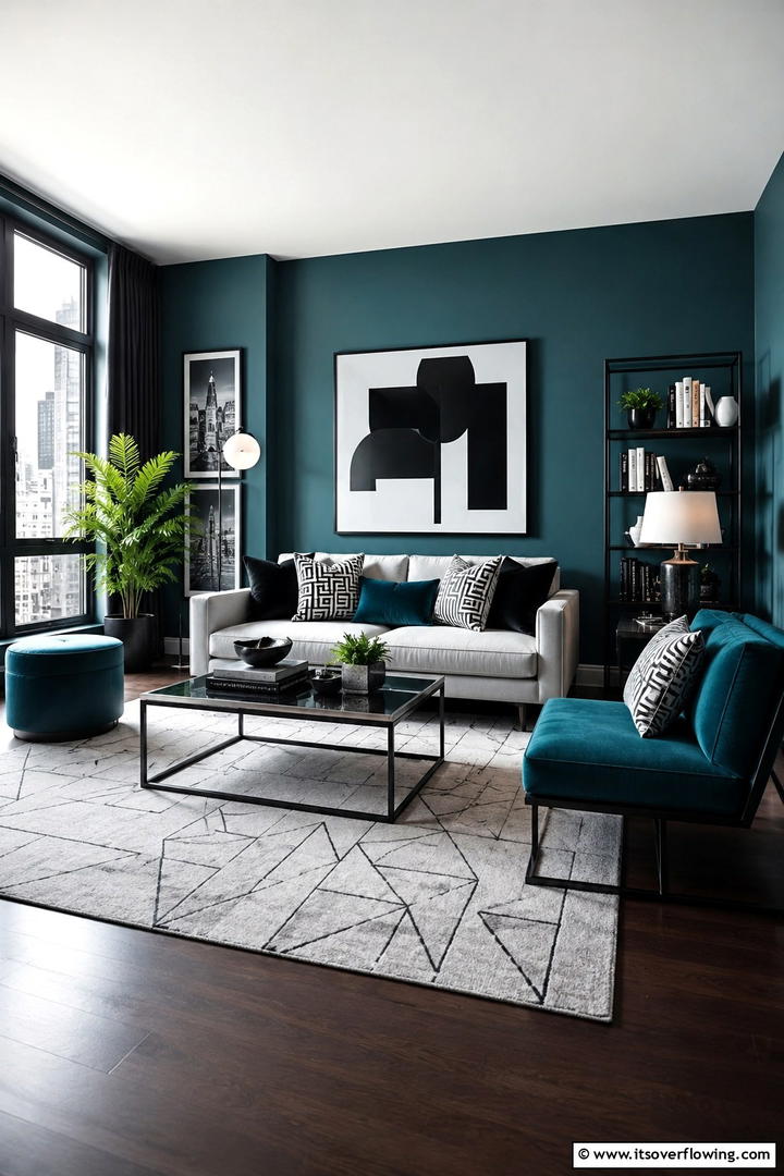 Urban Teal Sophistication - 30 Teal Living Room Ideas for Bold & Serene Interior Spaces