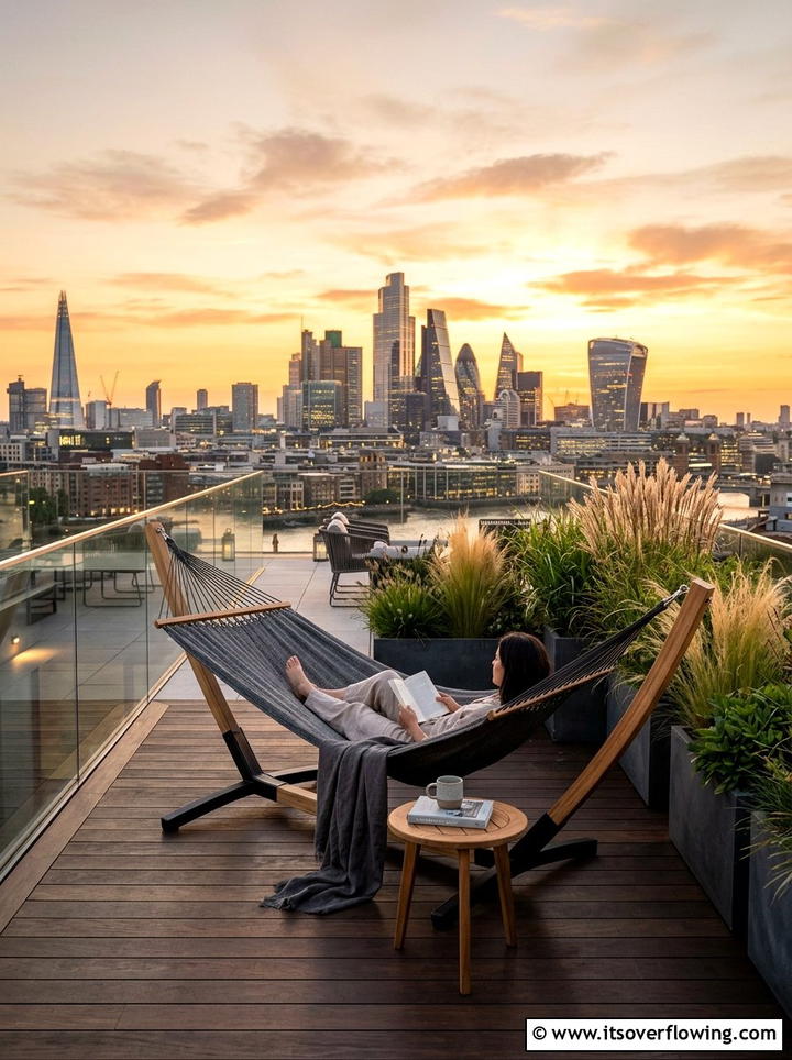 Urban Terrace Hammock - 25 garden decor ideas with hammocks