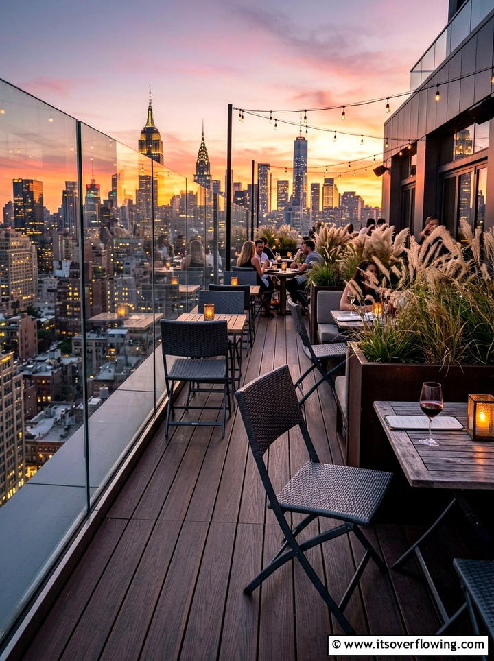 Urban rooftop seating area - 25 small garden ideas with foldable seating