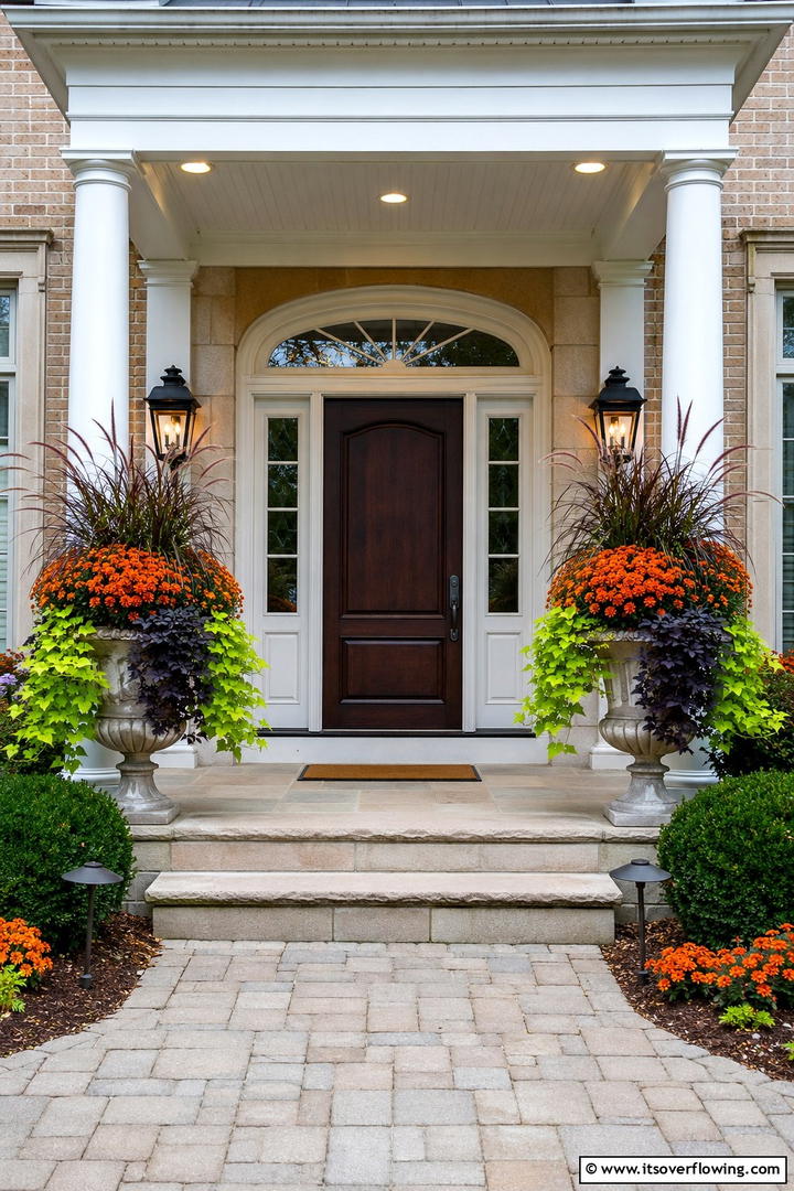 Urn Planter Fall Flowers - 50 Fall Front Door Decor Ideas Roundup- Curb Appeal