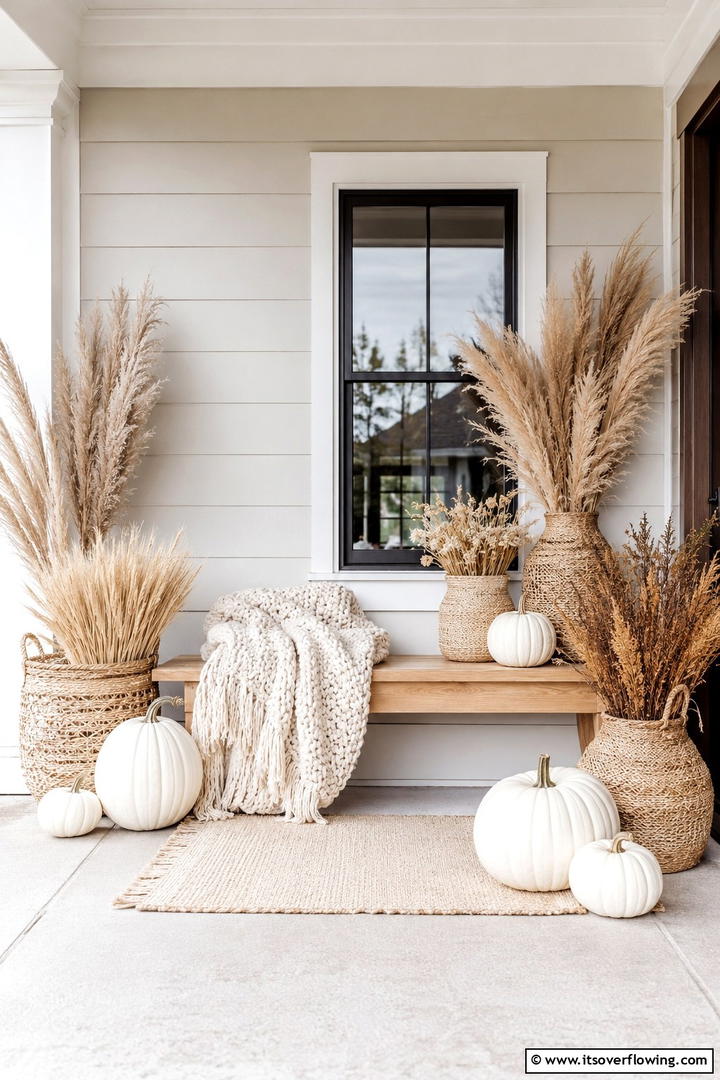 Urn Planter Symmetrical Formal Porch - 50 Fall Porch Decor Ideas for Welcoming Outdoor Spaces