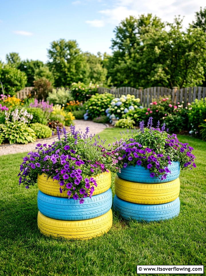 Used tire flower bed - 25 reusing old things ideas for garden