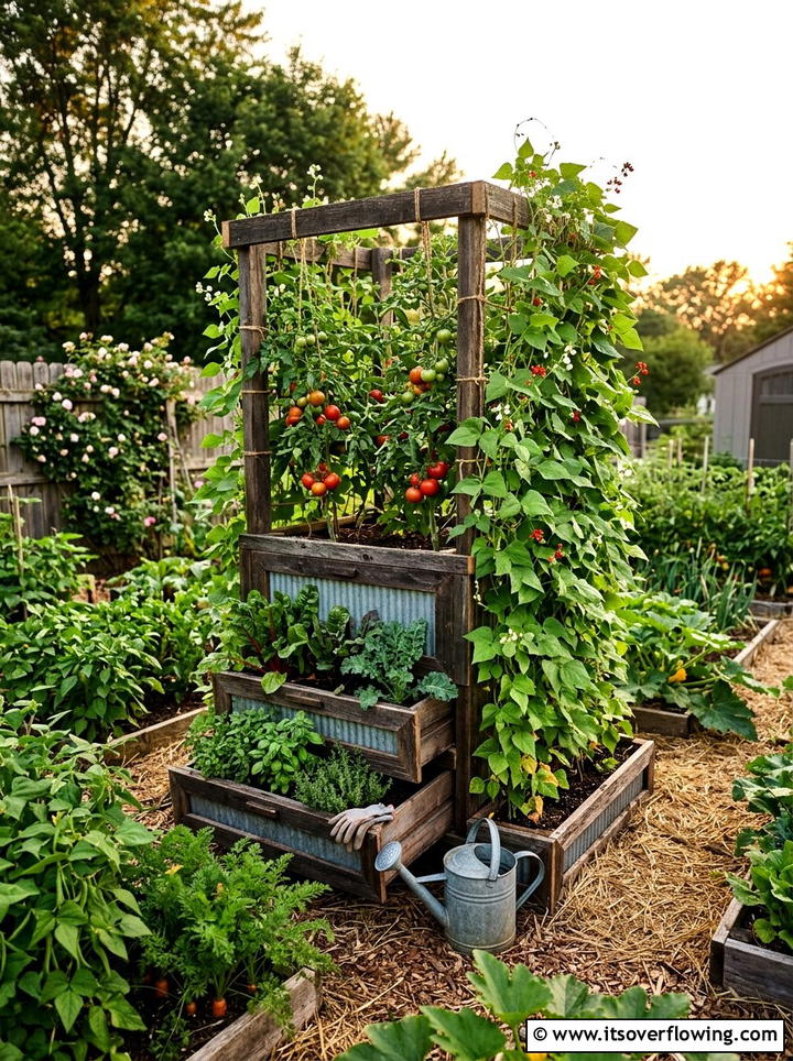 Vegetable Garden Drawer Tower - 25 recycled garden ideas with old drawers