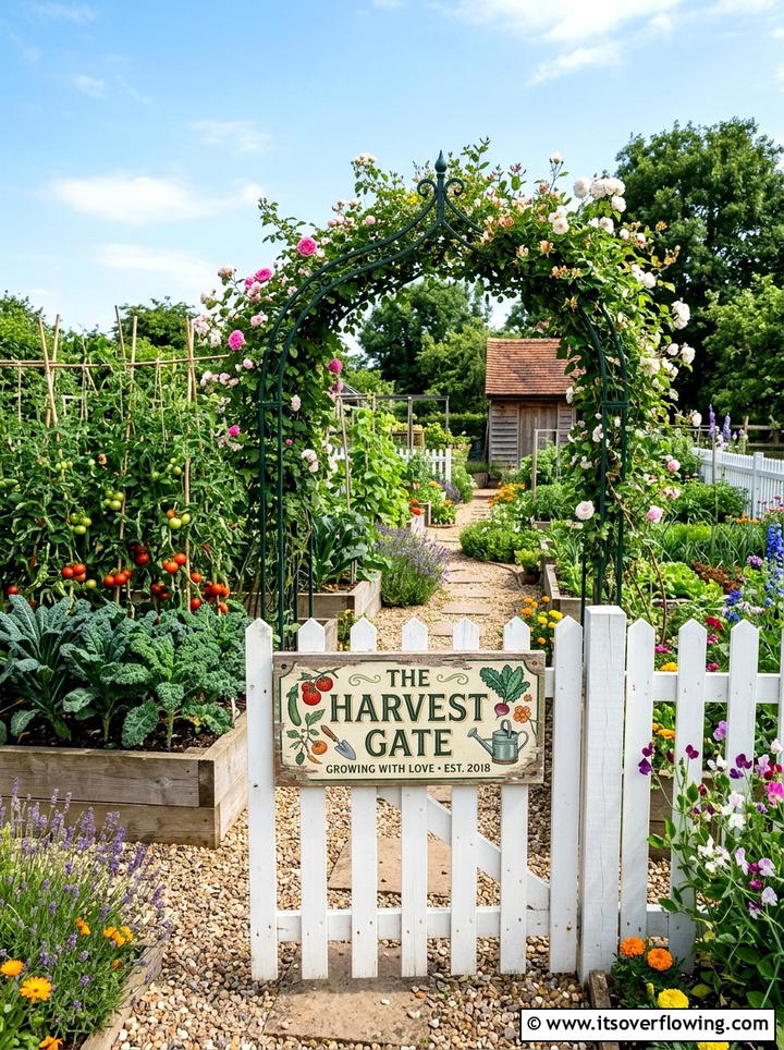 Vegetable Garden Gate Sign - 25 backyard decorating ideas with signs