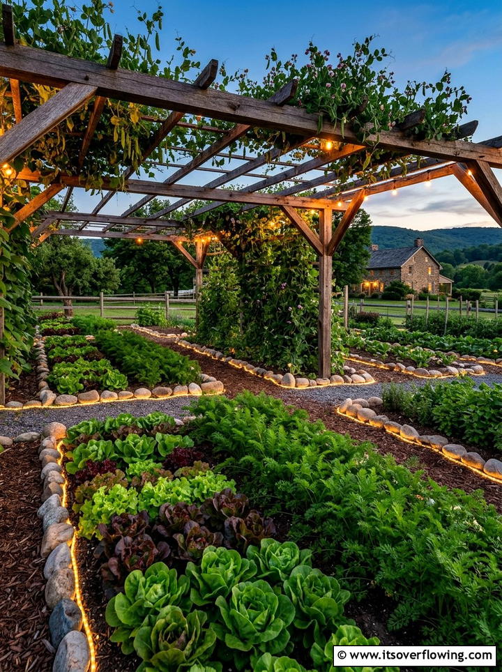 Vegetable Garden Row Markers - 25 creative garden ideas with glow in the dark stones