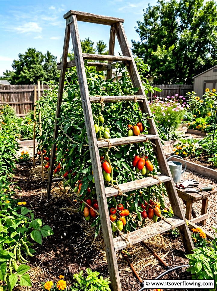 Vegetable Garden Support - 25 upcycled garden ideas with old ladders