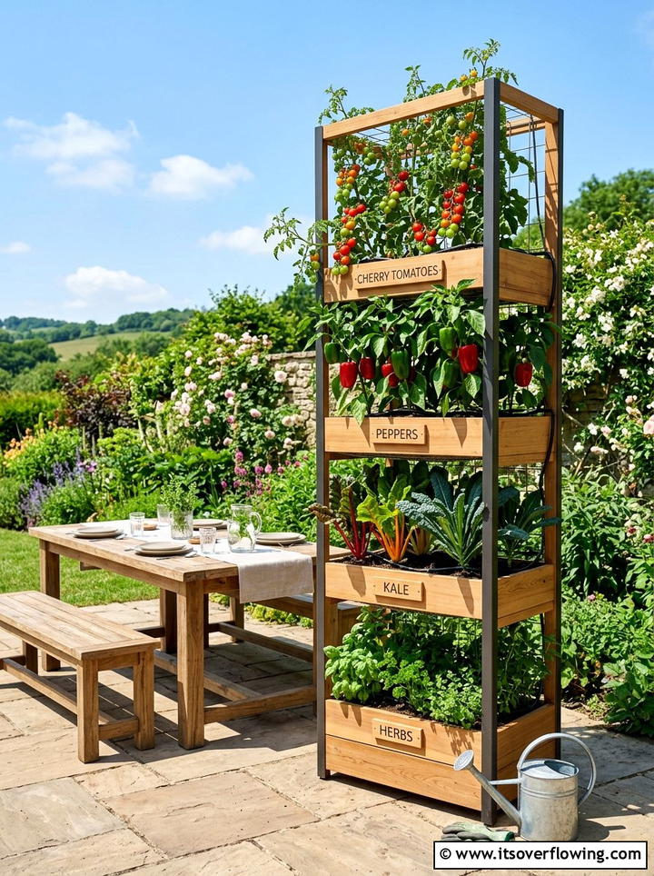 Vegetable Garden Tower - 25 backyard ideas with vertical garden