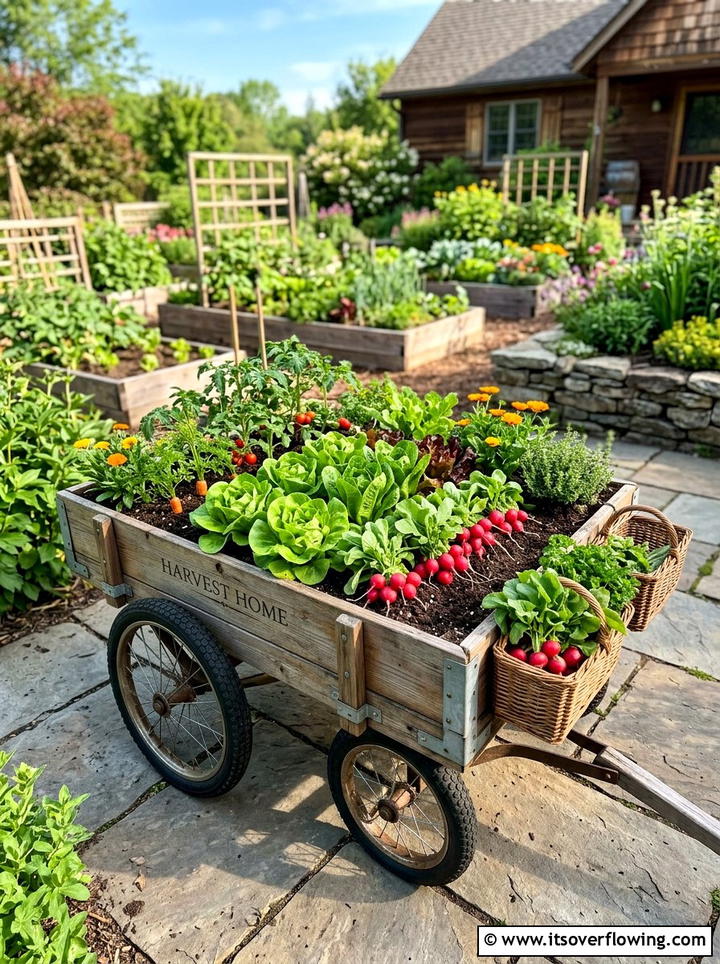 Vegetable Garden Wagon - 25 garden decor ideas with wagons