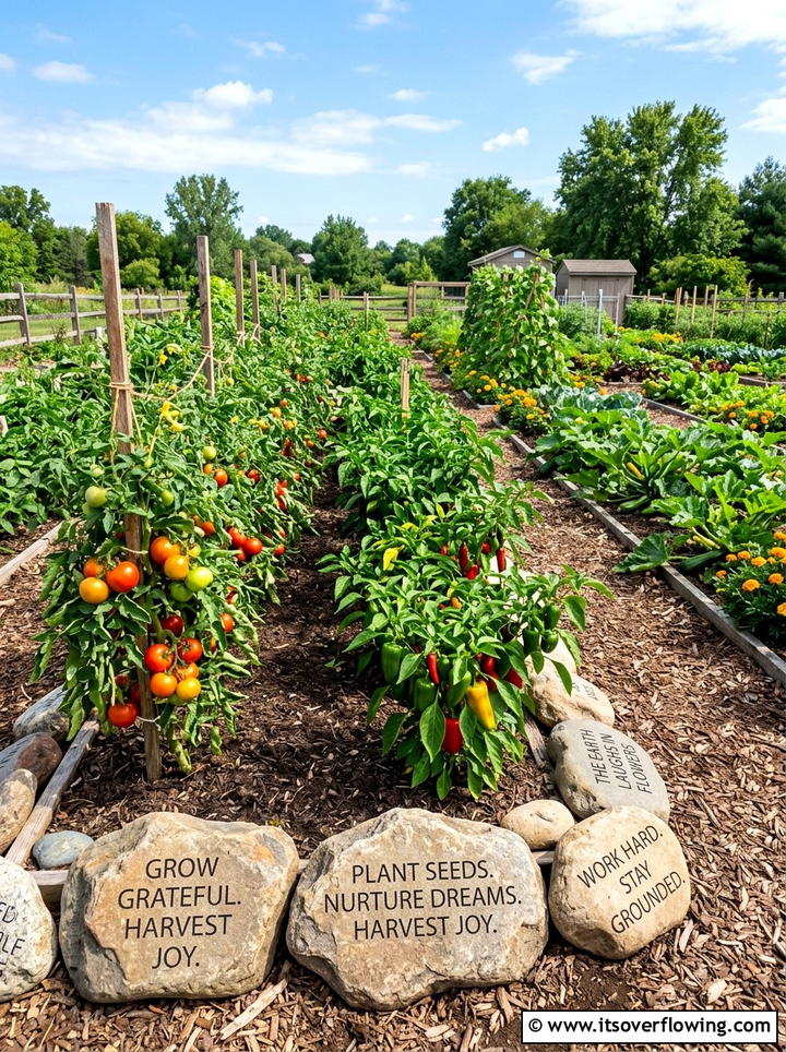 Vegetable Patch Motivational Stones - 25 creative garden ideas with quote stones
