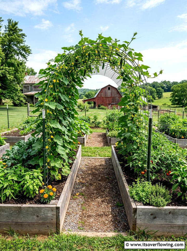 Vegetable garden cattle panel arch - 25 garden ideas with arches