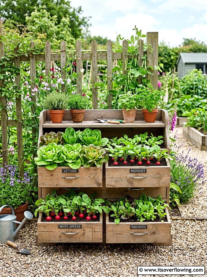 Vegetable garden dresser - 25 upcycled garden ideas with old dressers