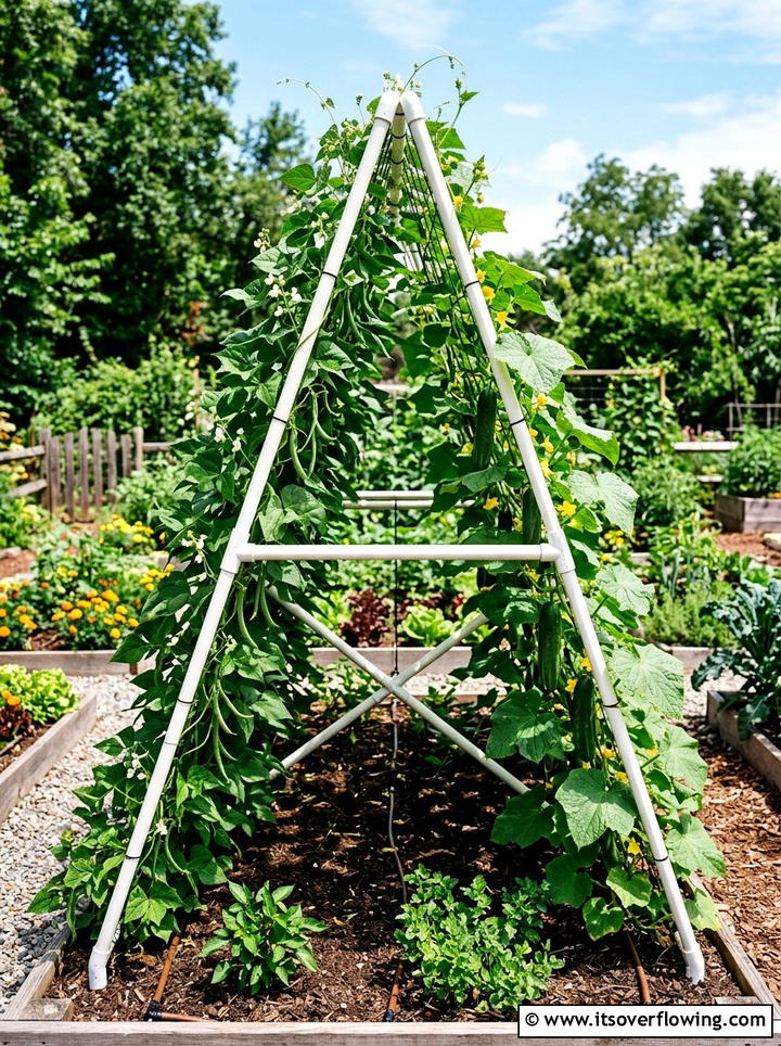 Vegetable trellis - 25 upcycled garden ideas with pvc pipes