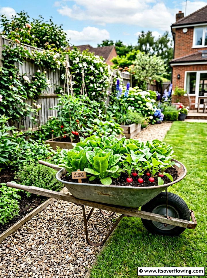 Vegetable wheelbarrow garden - 25 upcycled garden ideas with old wheelbarrows