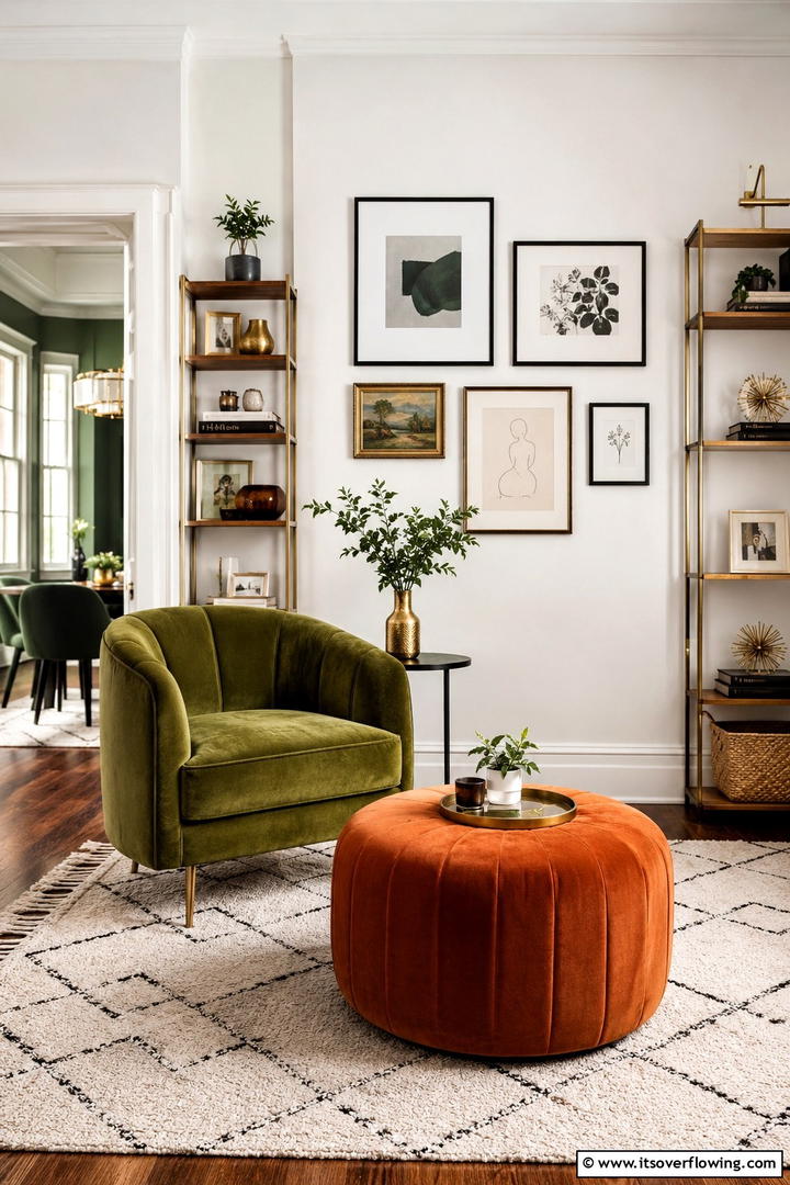 Velvet Accent Furniture - 50 Living Room Fall Decor Ideas for Cozy Autumn Updates