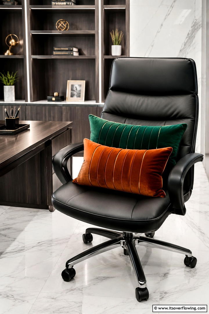 Velvet Office Accent Pillows - 50 Fall Office Decor Ideas for A Sleek, Calm Workspace