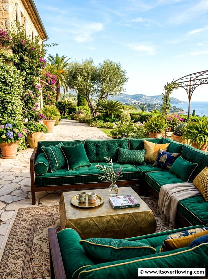 Velvet Outdoor Cushions - 25 garden ideas for maximalist style
