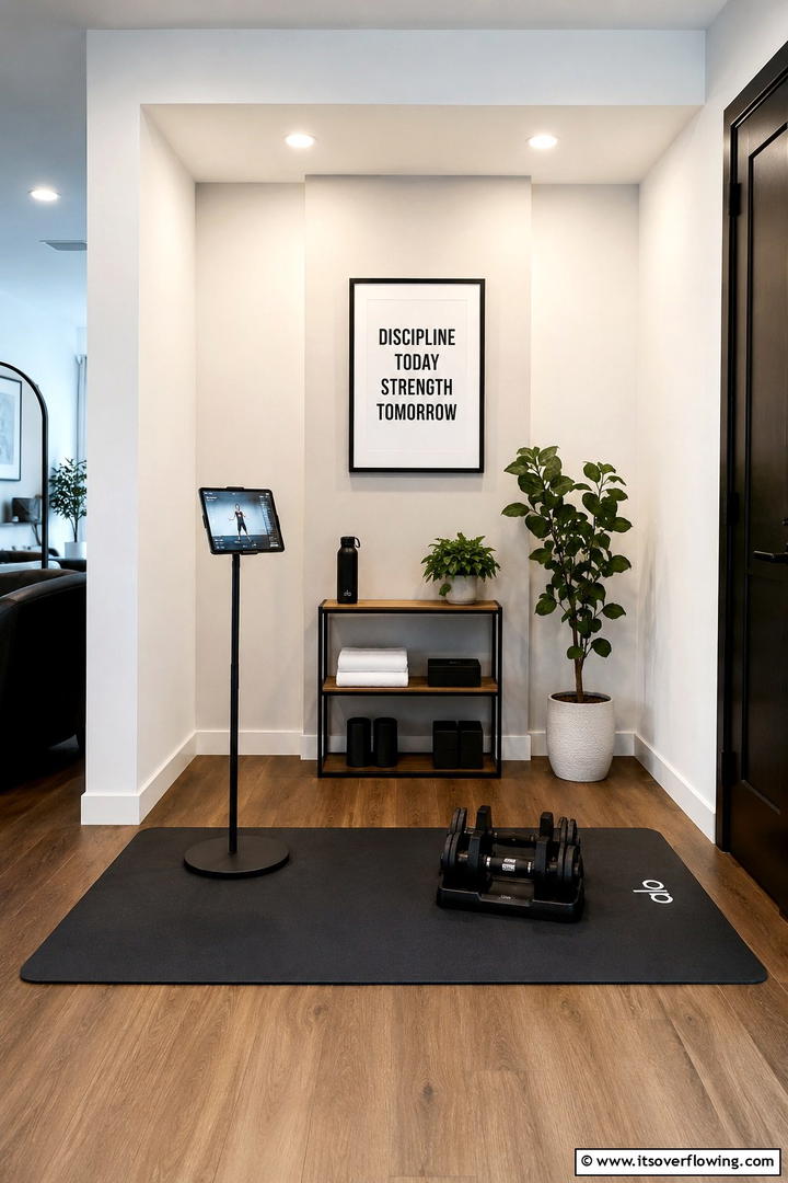 Versatile Virtual Workout Nook - 30 Small Home Gym Ideas for Compact Fitness Spaces