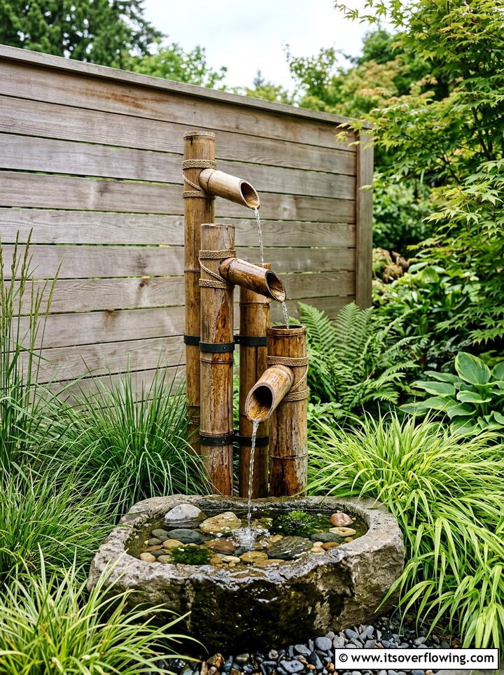Vertical Bamboo Fountain - 25 garden ideas for zen spaces