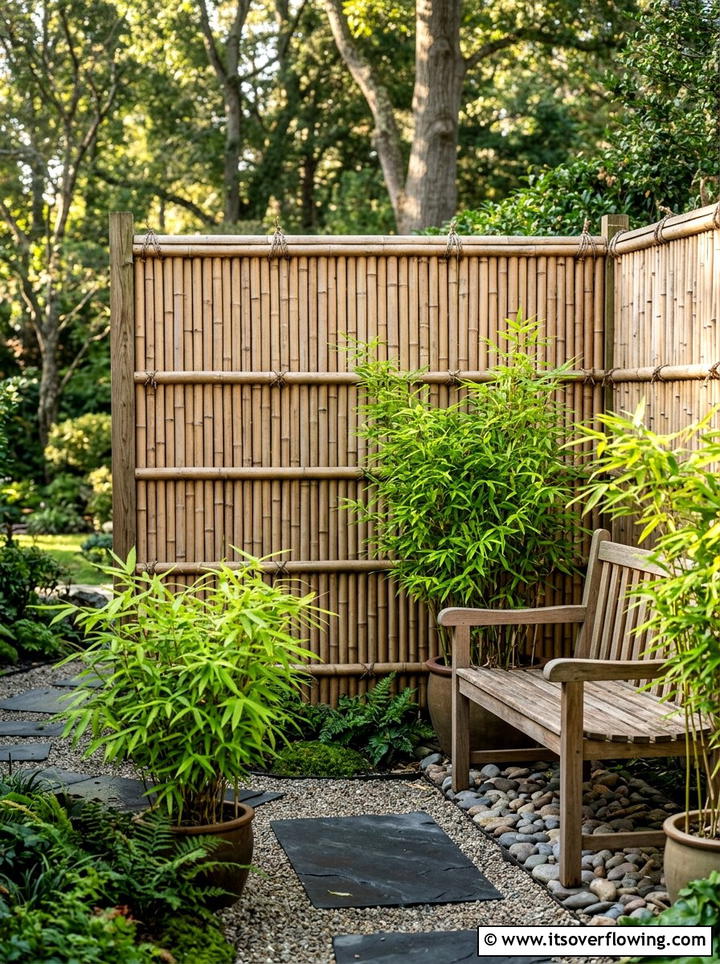 Vertical Bamboo Screen - 25 garden decor ideas for zen gardens