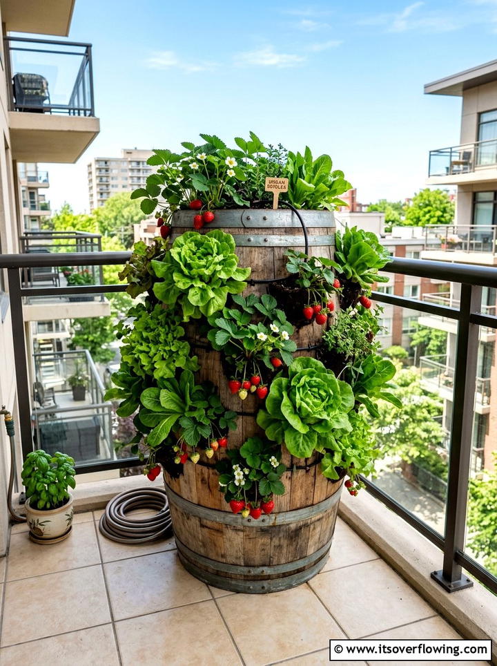 Vertical Barrel Vegetable Garden - 25 garden decor ideas with barrels