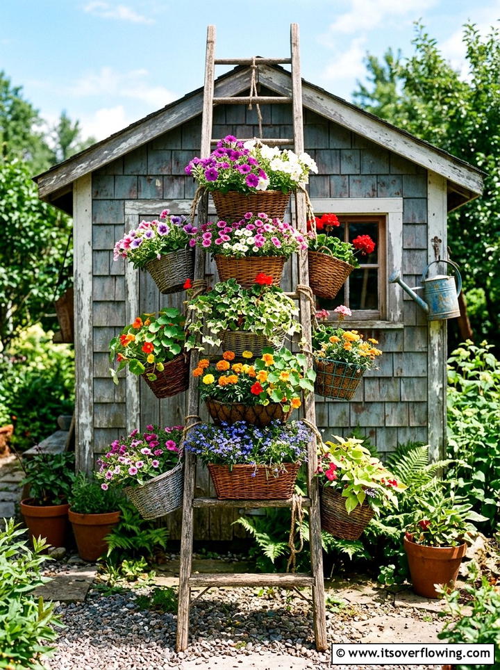 Vertical Basket Garden - 25 recycled garden ideas with baskets